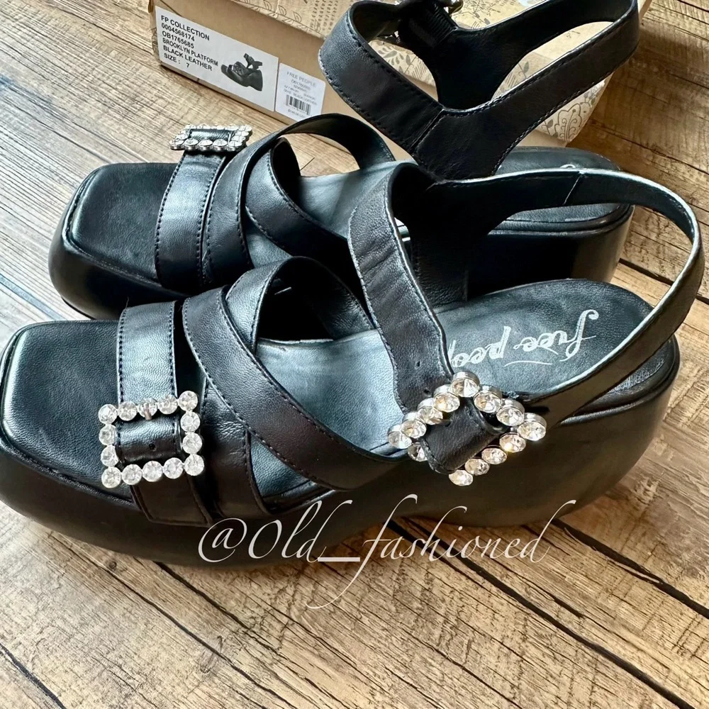 Price Firm - FREE PEOPLE Leather Platform Sandals